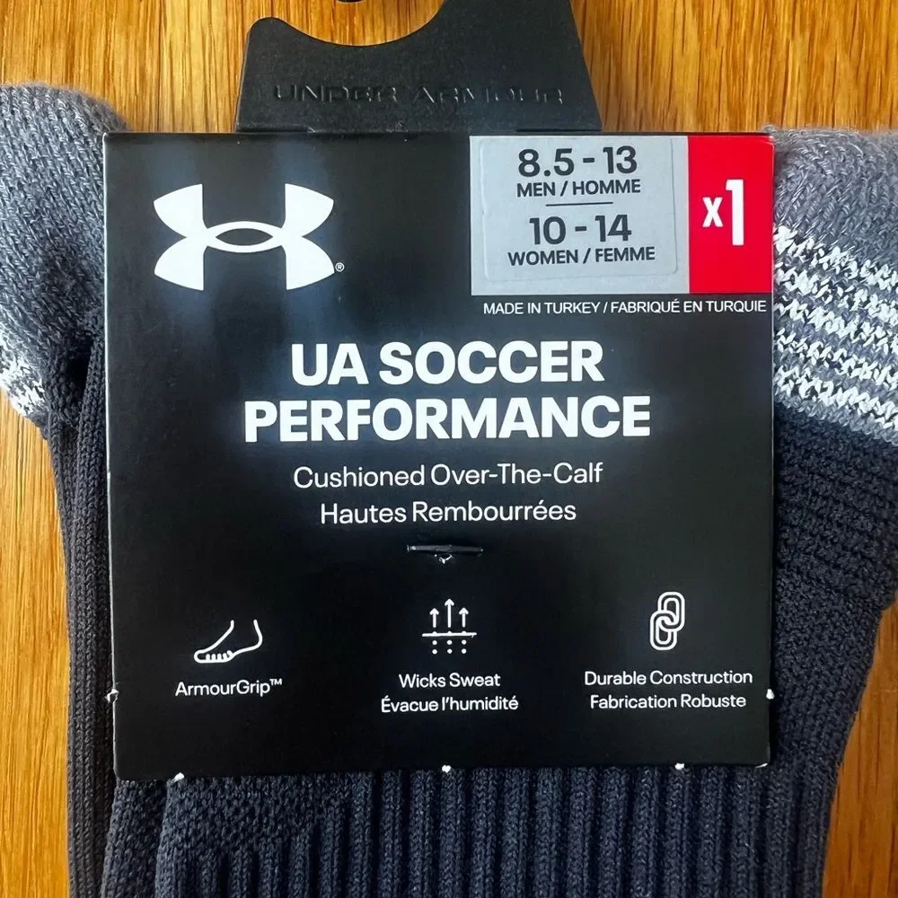 Under Armour Soccer Performance Socks Black Size Large Over the Calf ArmourGrip